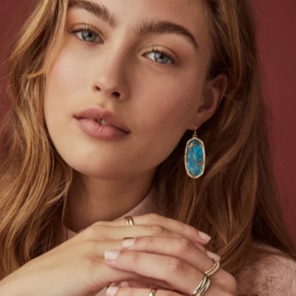 Elle Gold Drop Earrings in Ivory Mother-of-Pearl - Picture 2 of 3